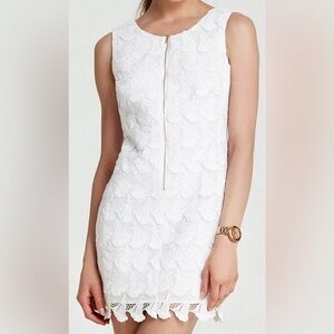 Lilly Pulitzer Kolby Resort White Boaty Sailboat Lace Zip Up Shift Dress 6 Lined